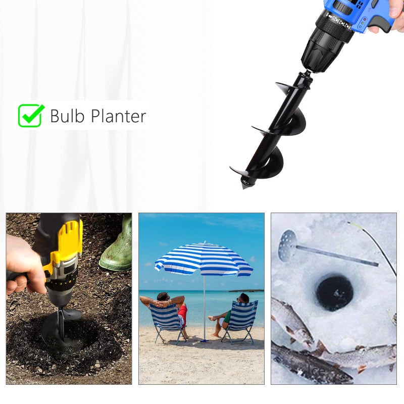 HUAPPNIO Bulb Planter Tool,Auger Drill Bit for Planting 3.15x8.66 Inch Suitable for 3/8â€Hex Drive Drill - Image 2